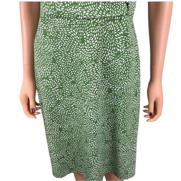 Ann Taylor Loft size 4 green & white v neck dress - Picture 6 of 12